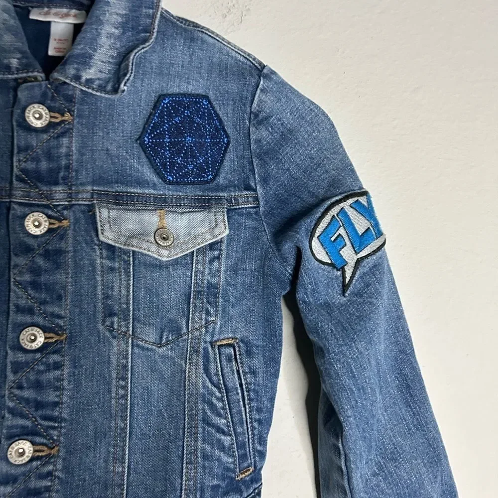 Cat & Jack Boys Patched Denim Jacket Size S (6-7)